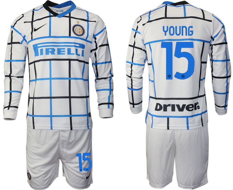 Men 2020-2021 club Inter milan away long sleeve #15 white Soccer Jerseys->inter milan jersey->Soccer Club Jersey